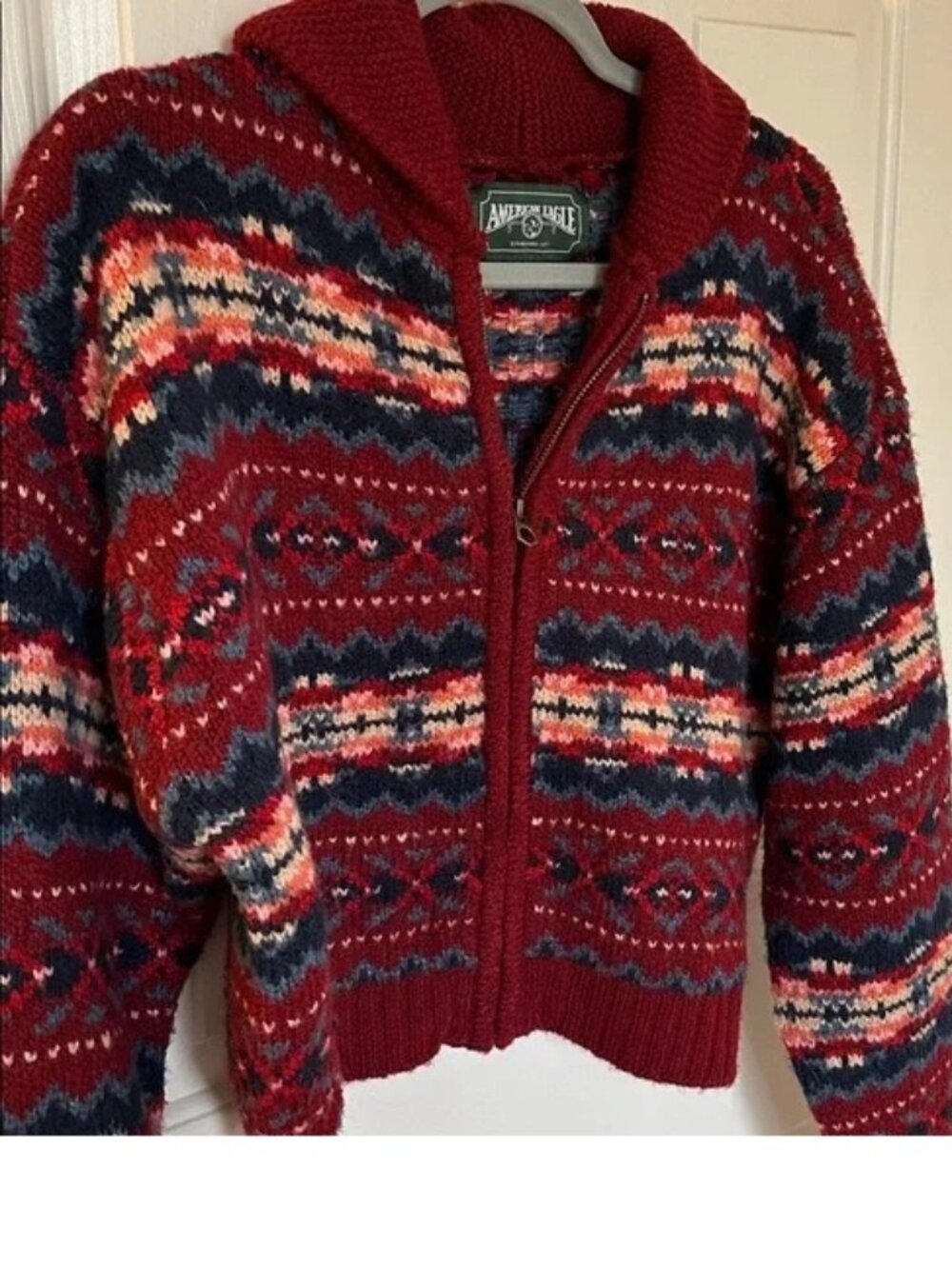 American Eagle Fair Isle Zip Cardigan sweater NWOT!